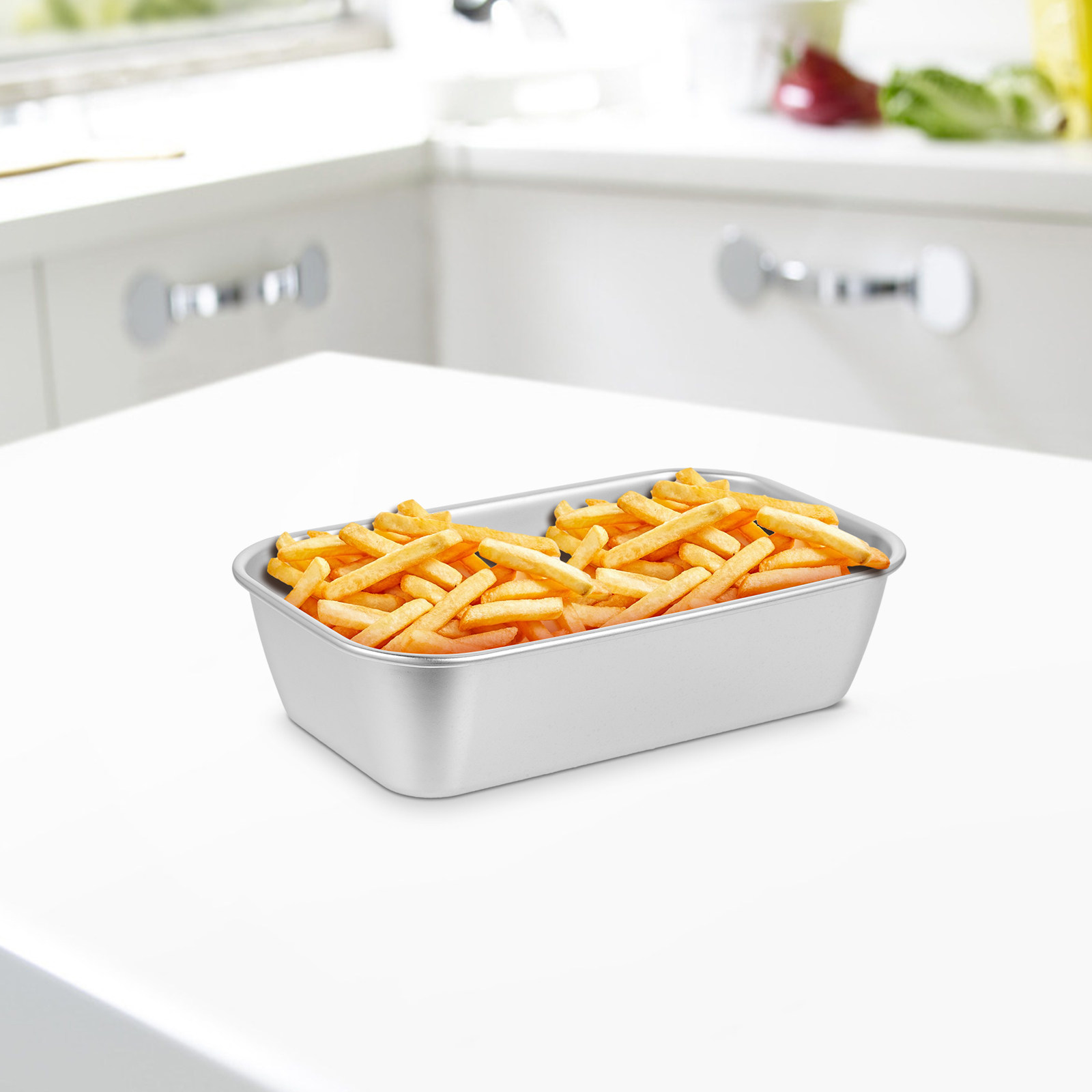 Quality Food Snacks - Hoogwaardige, vierkante serveerschaal van roestvrij staal,