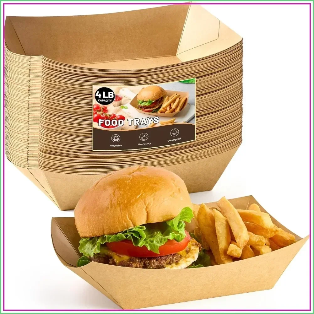 Food Snacks Images - Grote voedselbakjes van kraftpapier, 50 stuks,