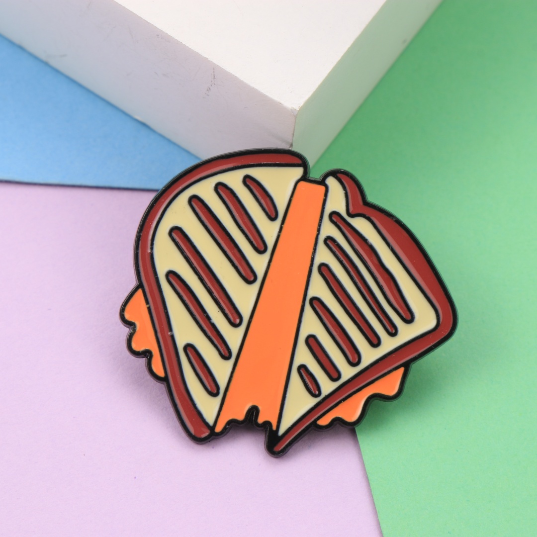 Zinc Food Snacks - Cartoon Gegrilde Kaas Toast Emaille Broche