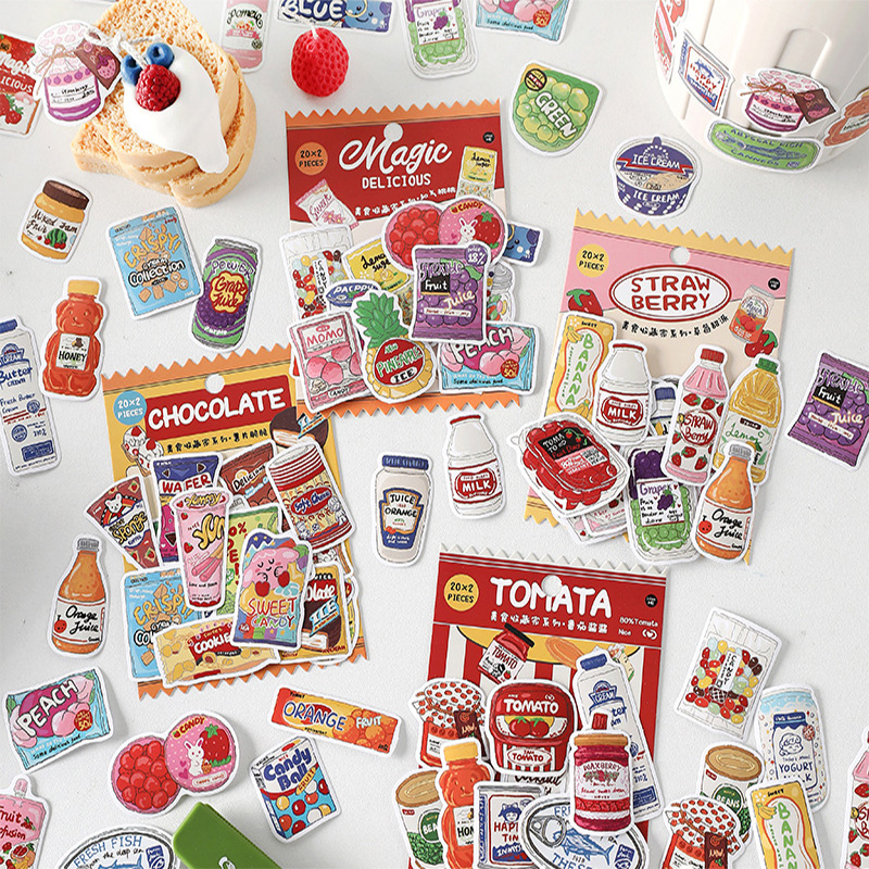 Schattige voedselstickers, fas - Snacks Food Labels recensie en prijs