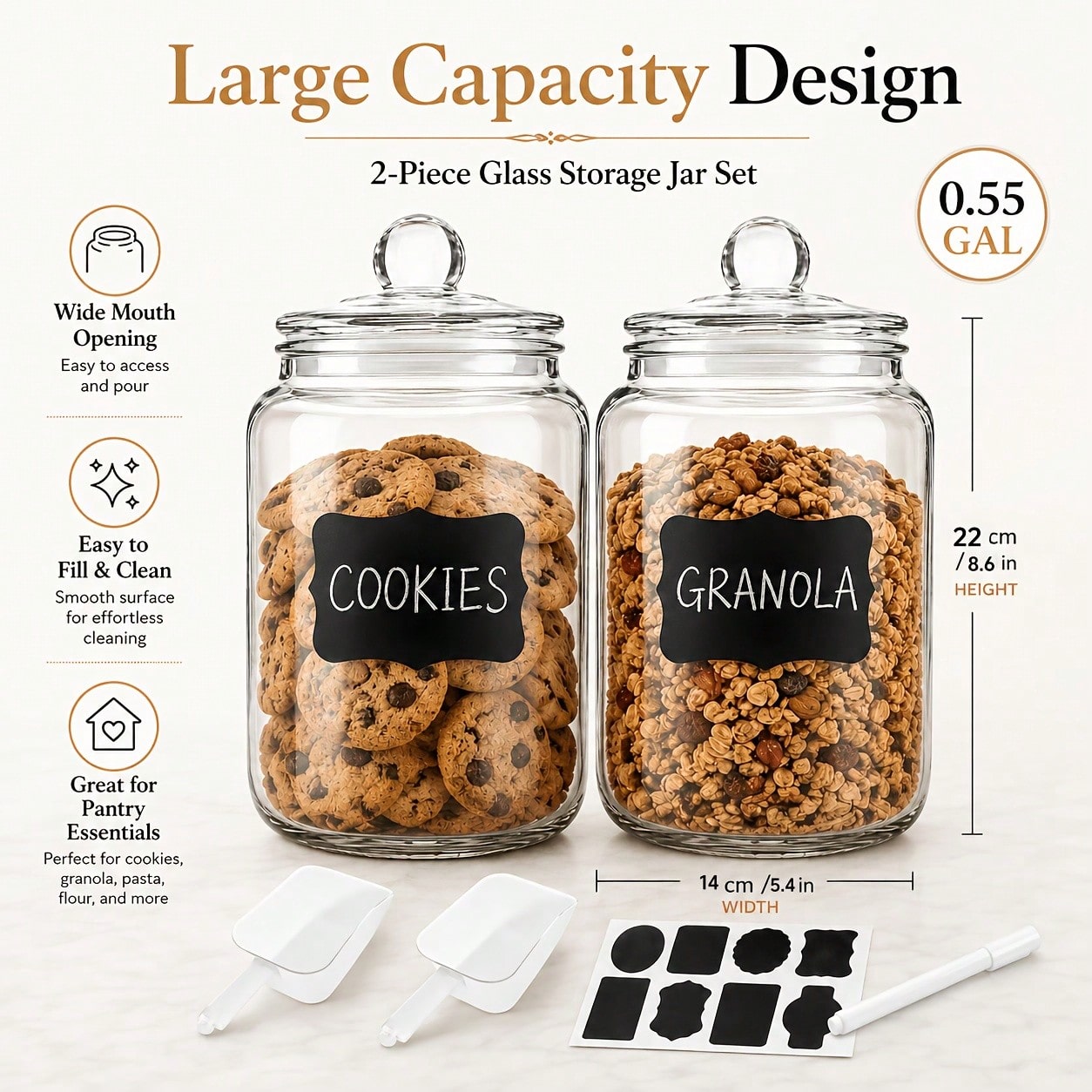 2-delige set glazen voorraadpo - Snacks Food Labels recensie en prijs