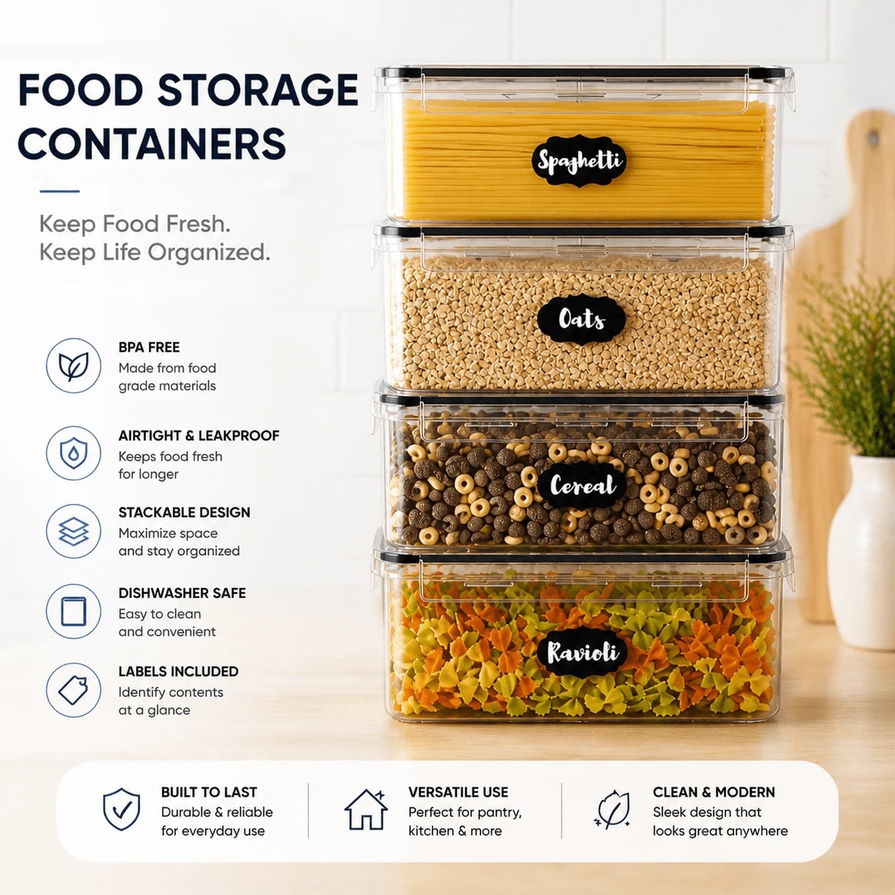 8-delige luchtdichte voedselop - Snacks Food Labels recensie en prijs